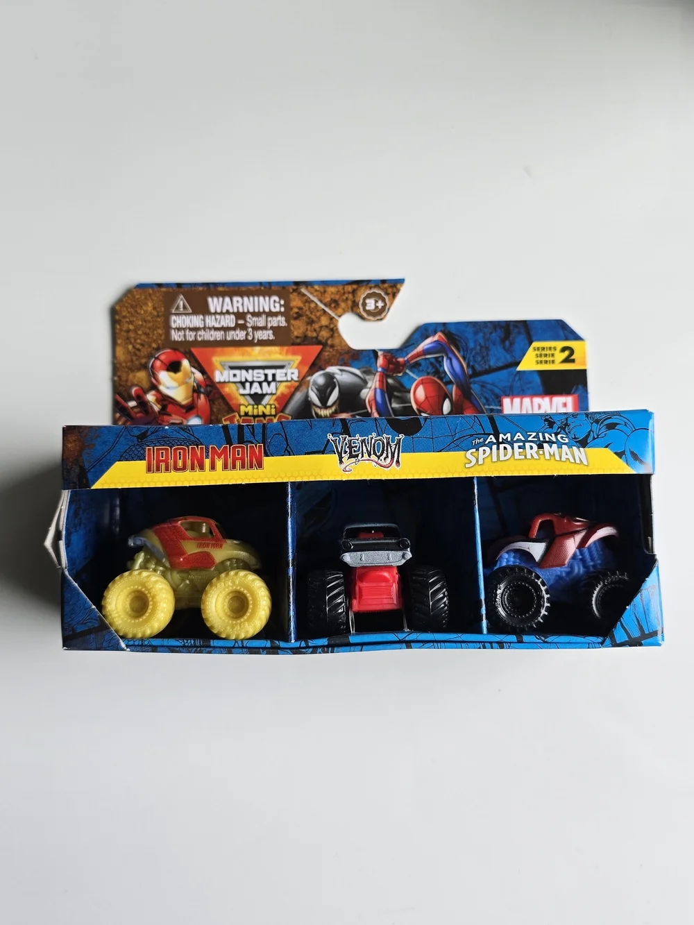 Marvel Mini Monster Jam Trucks Iron-Man & Spider-Man New In Box!